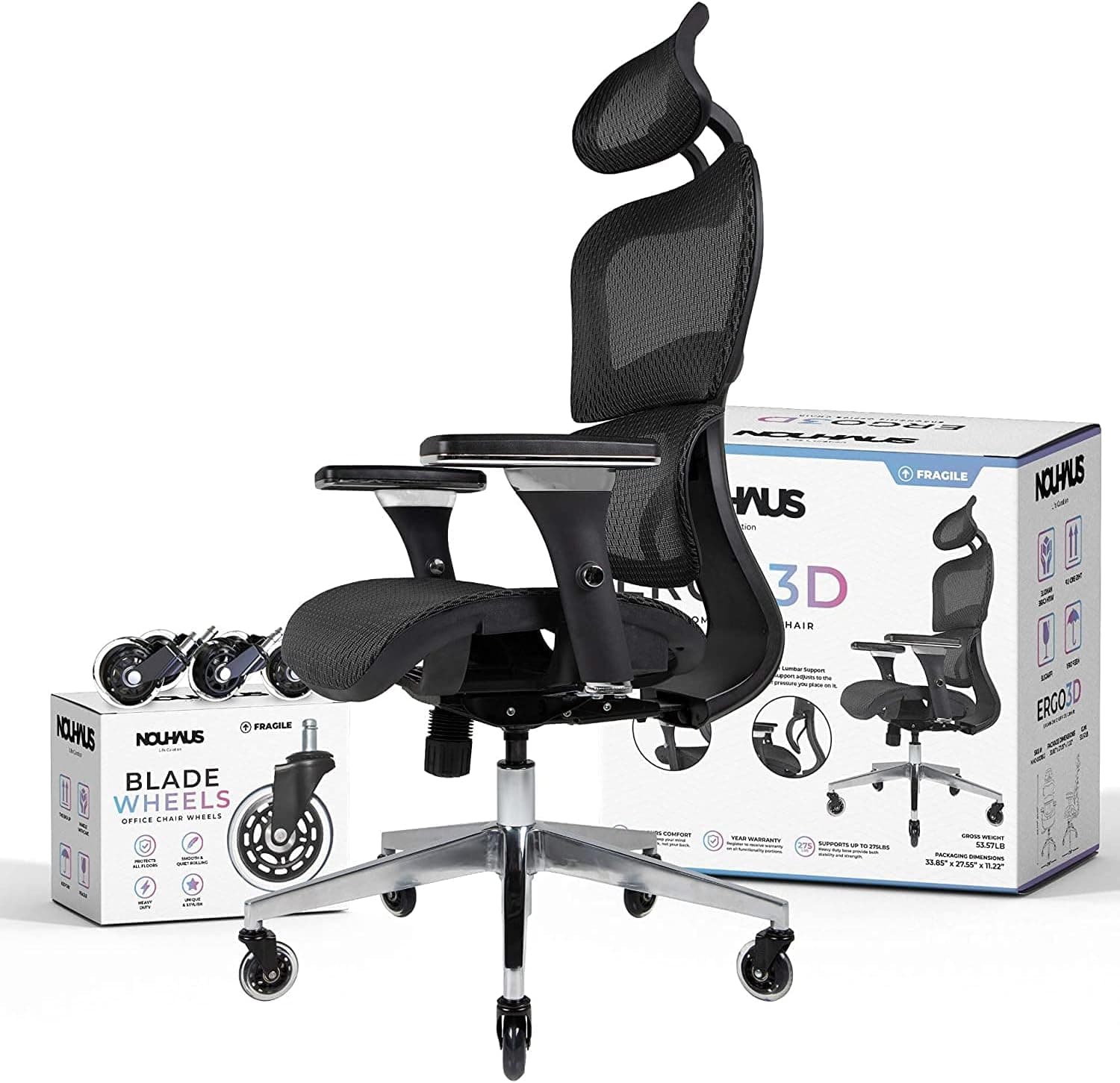 Nouhaus Ergo3D ergonomic office chair with lumbar support